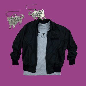 Outfit Gray Cat Tee Vintage Members Only Jacket